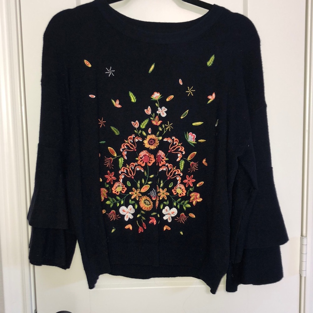 Navy Embroidered Sweater
